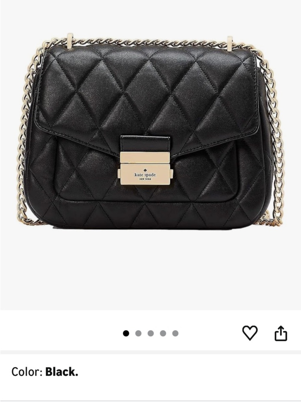 Kate Spade New York Women's Carey Smooth Leather Small Flap Quilted Shoulder Bag - Picture 2 of 9